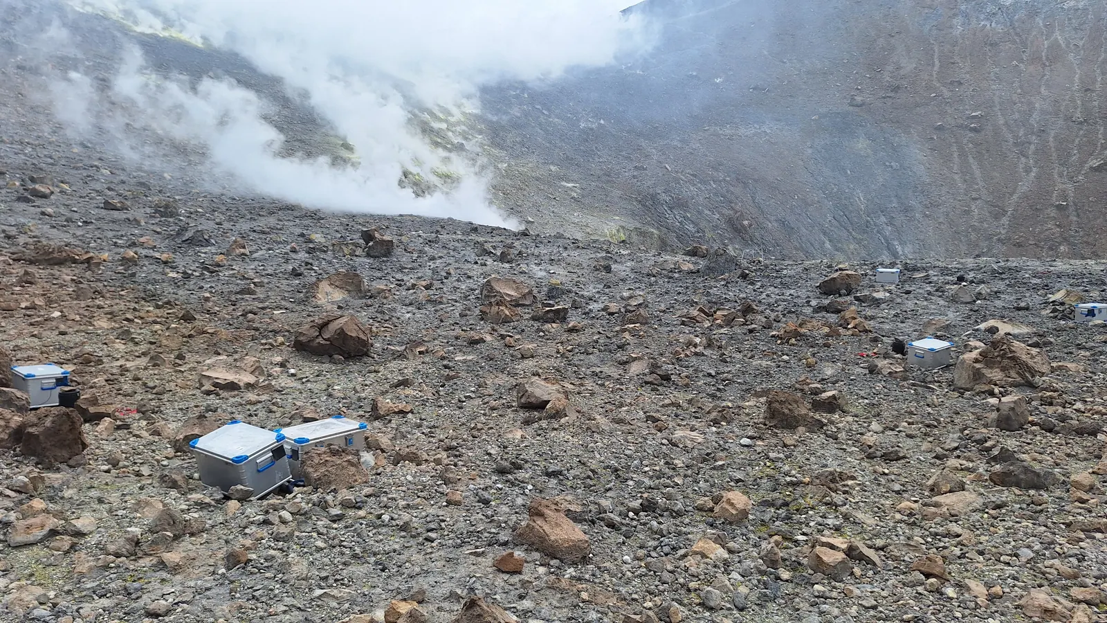 Instruments deployed near the fumaroles of La Fossa.