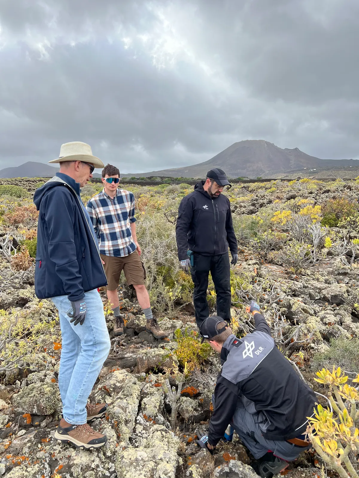 The team prepares a measurement location on Lanzarote.