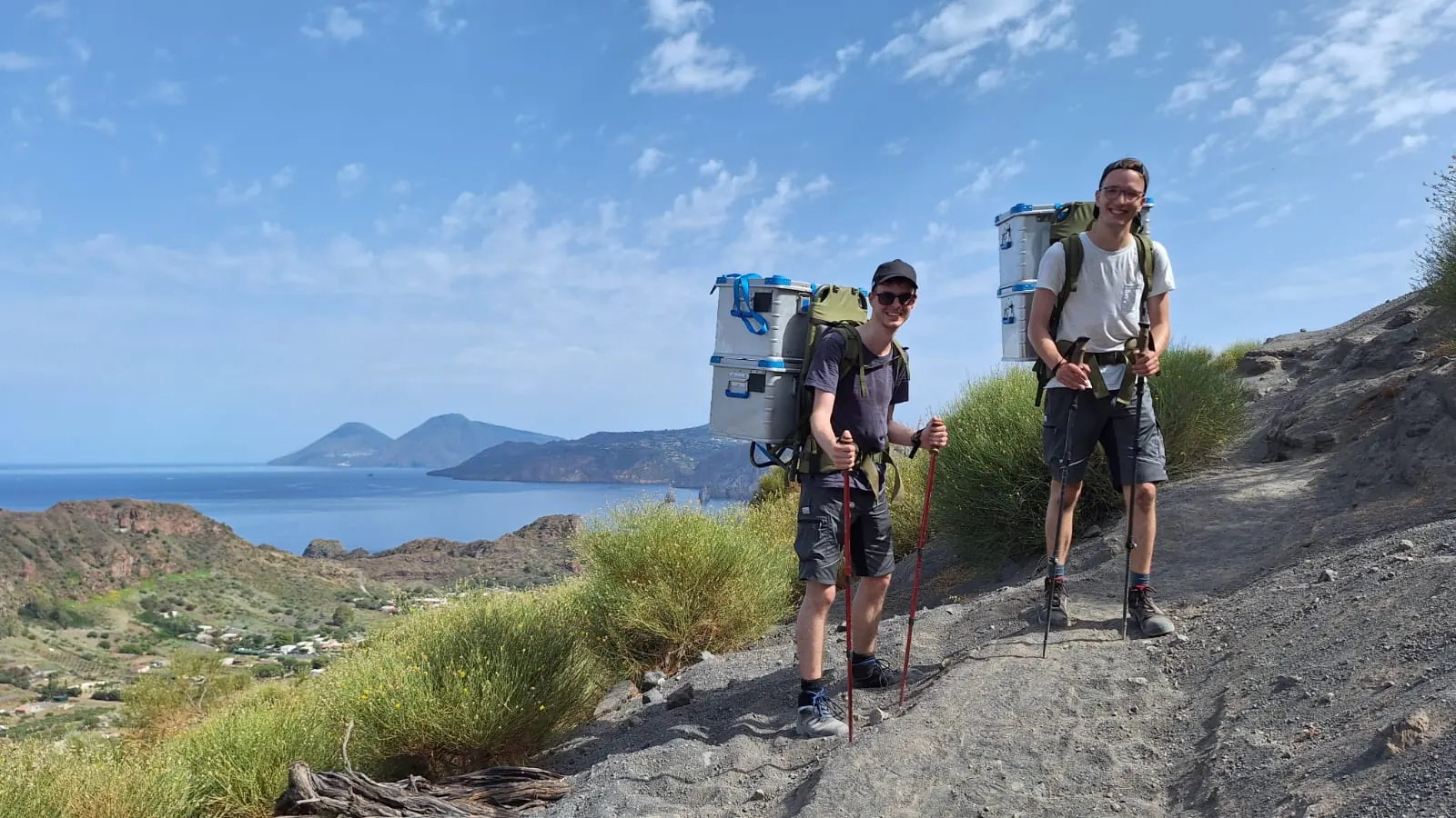 Carrying equipment to the measurement site.